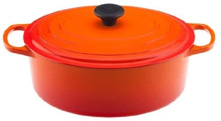 Le Creuset LS2502-312 Signature Enameled Cast-Iron Oval French (Dutch) Oven, 6.75 Quart, Flame