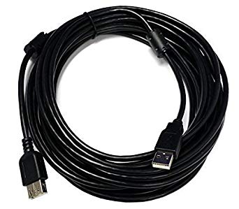 Importer520 USB 2.0 A-A Cable M/F Extension with Ferrite Core, 25FT Black