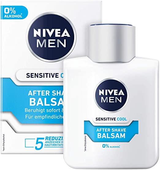 NIVEA MEN Sensitive Cool After Shave Balsam im 1er Pack ( 1 x 100 ml), beruhigendes After Shave, Hautpflege nach der Rasur mit Kamille und Algenextrakten