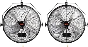 VEVOR Wall Mount Fan, 2 PCS 18 inch Waterproof, 3-speed High Velocity Max. 4000 CFM Industrial Wall Fan for Indoor, Commercial, Residential, Warehouse, Greenhouse, Workshop, Basement, Garage,Black