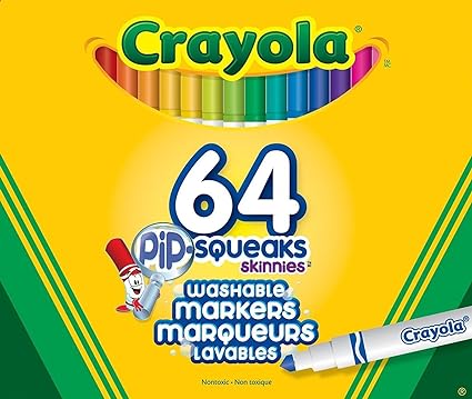 Crayola 64 Pip-Squeak Skinnies Markers Arts & Crafts (58-8764)