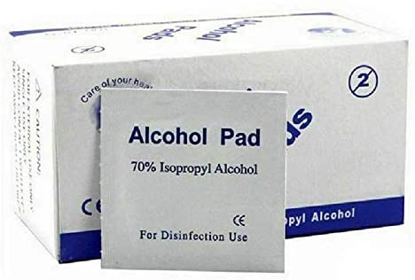YNR 70% Alcohol Pre-Injection Isopropyl Wipes - Individually Wrapped First Aid Skin Cleaning Easy-Tear Sachet Wipes (100PCS)