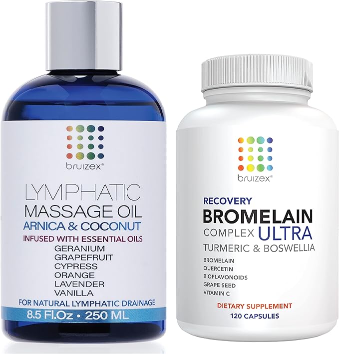 Lymphatic Massage Oil with Anti BRUISING BROMELAIN Recovery Complex