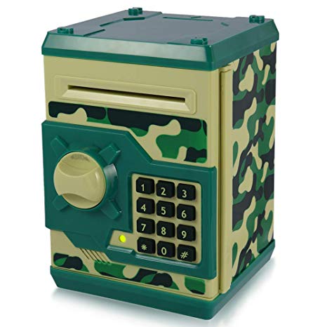 APUPPY Cartoon Password Piggy Bank Cash Coin Can,Electronic Money Bank,Birthday Gifts Toy Gifts for Kids (Camouflage Green)