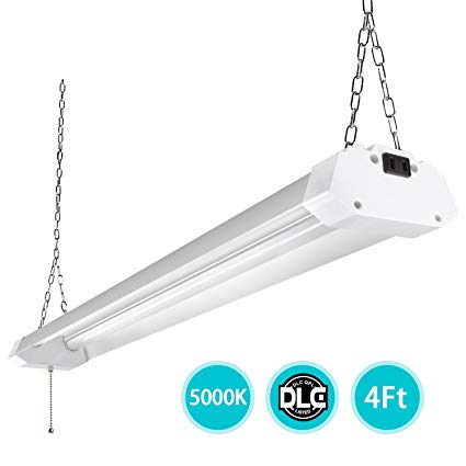 4ft LED Utility Shop Lights for Garage, 40W Bright Plug-in LED Shop Light Daylight 5000K Frosted Cover, Linkable Hanging Fluorescent Shop Light Fixture Replacement