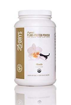 22 Days Nutrition Organic Plant Protein Powder, Vanilla, 30 Servings