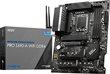 MSI PRO Z690-A WiFi DDR4 Motherboard ATX - Supports Intel Core 12th Gen, LGA 1700-14 Duet Rail 55A VRM, DDR4 Boost (5200MHz OC), 1x PCIe 5.0 x16, 3 x M.2 Gen4 x4, 4K/60Hz HDMI, 2.5G LAN, Wi-Fi 6