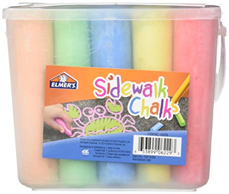 Elmer's Jumbo Sidewalk Chalk with 15 Assorted Colors and Bucket