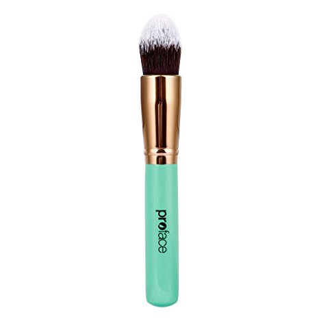 Rose Golden Synthetic Kabuki Tapered Brush Great for Concealer and Corrector Makeup – Perfect to Cover Dark Circles Darkspot Acne Scars Fine Lines Especially for Eyes Maximum Full Coverage (Blue)