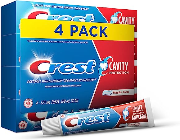 Crest Cavity Protection Toothpaste, Regular Paste, 125 mL (Pack of 4)