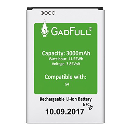 GadFull® Battery for LG G4 | Production date 2017 | Corresponds to the original BL-51YF | Smartphone model LG G4 | G4 Dual Sim | G4 Stylus | H815 | H818P | H635 | Perfect as replacement battery
