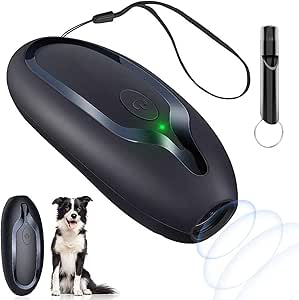 Anti Aboiement Chien, Ultrasons Handheld Anti-aboiement Dispositif Anti-aboiements pour Chien avec Indicateur LED 16,4 pieds, Rechargeable Entraînement Contrôle sans Danger pour Petits Grands Chiens