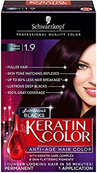 Schwarzkopf Keratin Color Anti-Age Hair Color Cream, 1.9 Rich Caviar