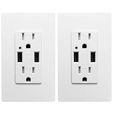 Outlet with USB High Speed Charger 4.2A Charging Capability, Child Proof Safety Duplex Receptacle 15 Amp, Tamper Resistant Wall socket plate Included UL Listed MICMI U24 (4.2A 2pack)