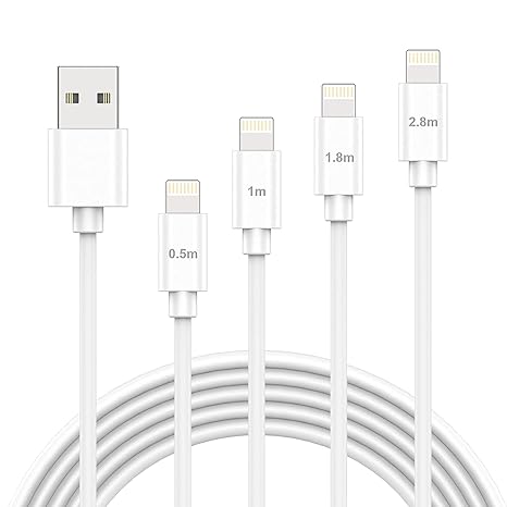 iPhone Charger Cable Cord, [MFi Certified] Lightning Cable 4Pack 0.5/1/1.8/2.8M iPhone Charger Cables Fast Charging Data Transfer Cords for iPhone 14/13/12/Pro Max /11/XS/Max/XR/X/8