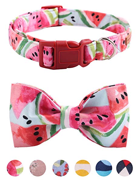 Unique style paws USP Bowtie Dog Collar and Cat Collar Handmade Detachable Bowtie Dog Collar Plastic Buckles Durable Adjustable Dog Collars for Small Medium Large Dogs 6 Sizes and 6 Patterns