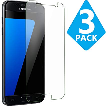 [3Pack] Galaxy S7 Tempered Glass Screen Protector,[Clear] [Case Friendly] 9H Hardness,Bubble Free [Scratch Proof] Screen Protector Compatible with Samsung Galaxy S7