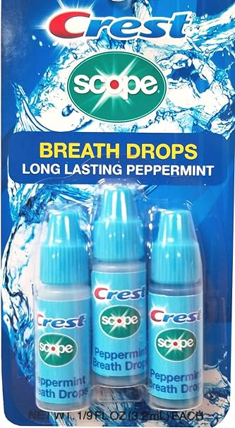 Crest Scope Breath Drops - Long Lasting Peppermint Liquid Breath Fresheners 12 Count