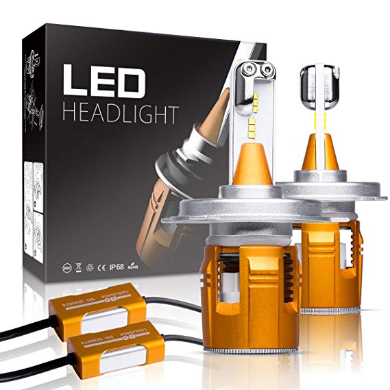 H4 LED Headlight Bulbs Autofeel 8000LM Super Bright Car Exterior White Light Built-in Driver Lamp All-in-One Conversion Bulb Kit with Cool White Lights - 1 Year Warranty