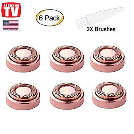 Facial Hair Remover Replacement Heads, STOUCH Hair Removal Blades For Women's Painless Epilator for Smooth Finishing and Perfect Touch, As Seen ON TV, Gold Rose, Count 6