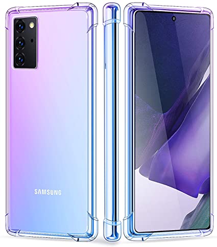 SALAWAT for Galaxy Note 20 Case, Clear Cute Gradient Galaxy Note 20 Phone Case Slim Thin Anti Scratch TPU Cover Shockproof Protective Case for Samsung Galaxy Note 20 6.7 Inch 2020 5G (Purple Blue)