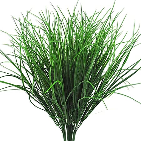 4 Pcs Artificial Plants Outdoor Flowers Faux Plastic Wheat Grass UV Resistant Greenery Shrubs Bushes Potted Plant for Indoor Outside Planter Home Garden Office Wedding Party Decor (16.5" Wheat Grass)
