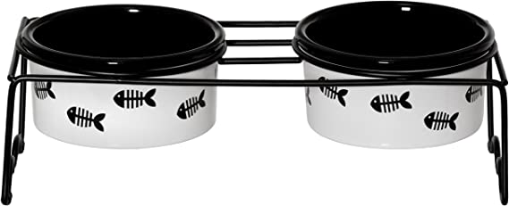 Signature Housewares Fish Cat Set of 2 Bowls with St&