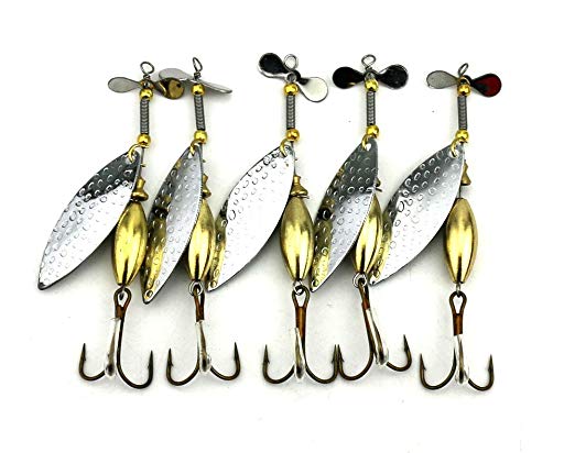 HENGJIA Lot 5 Sinking Spinner Spoon Bait Fishing Lure Artificial Hard Bait for Trout Bass Pike Fishing Tackle Equipment 16.3g/10cm