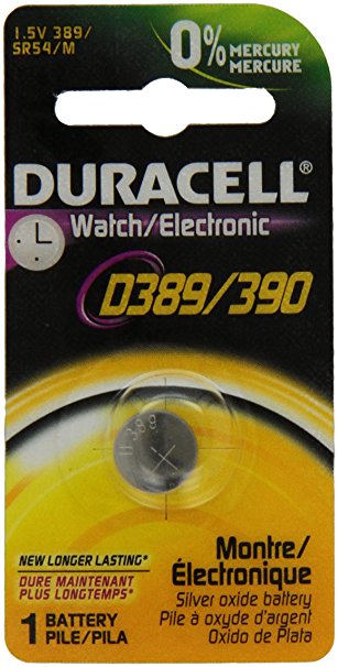 Duracell D389/390PK Watch / Electronics Battery, 1.5 Silver Oxide