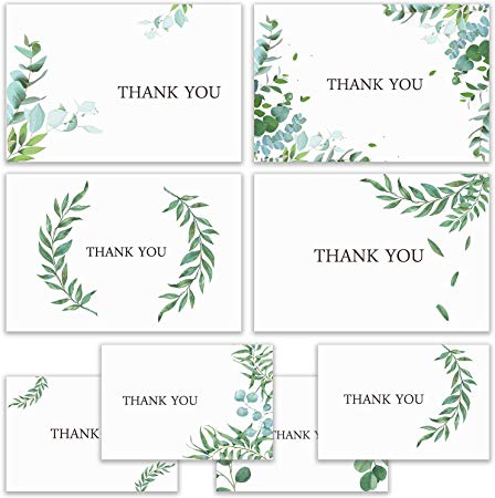 Thank You Cards with Envelopes, Set of 80 Thank You Notes Watercolor Floral Thank You Cards with Floral Stickers - Greeting Cards Assortment for Wedding Baby and Bridal Shower, 4¡Á6 Inches