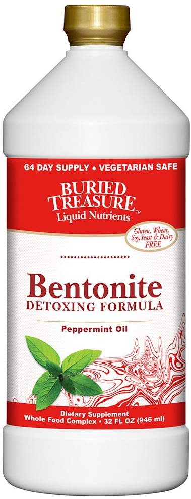 Buried Treasure, BTBEN Bentonite Clay for Detoxifying and Rejuvenating Your Body - Liquid 32oz Bottle - Food Grade for Internal & External Use - Great for Clay Face Masks to DIY Skin Care Products