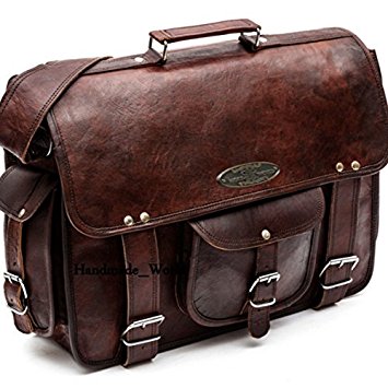 Handmade_World leather messenger bags for men women 18" mens briefcase laptop bag best computer shoulder satchel school distressed bag (13" X 18")