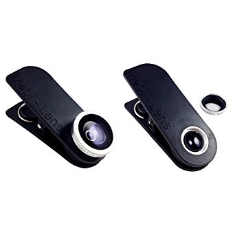 Mobi-Lens Clip On Lens 3 Lens Kit, Wide, Macro, Fisheye Lens for iPhone 6 Plus 6 5s 5c 5, Note 4 5 Galaxy S4 S5 S6 Edge - Black