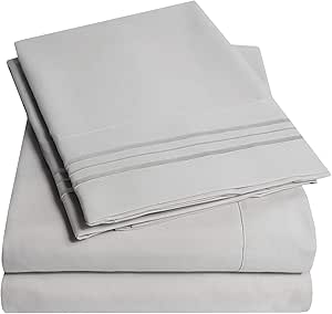 1500 Supreme Collection Extra Deep Pocket Sheets Set - Luxury Soft Bed Sheets, Wrinkle Free, Bedding, Over 40 Colors, 21 inch Extra Deep Pocket, Queen, Silver