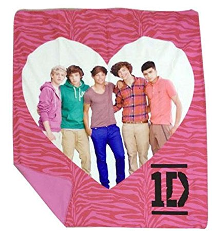 One Direction Pink Zebra Throw - Features 1D in a Heart
