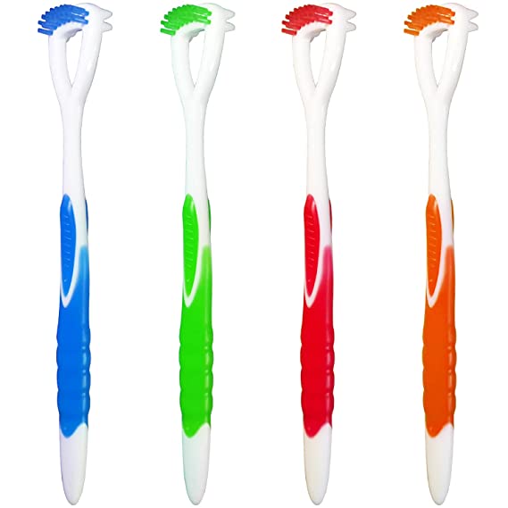 Tongue Brush, Tongue Scraper, Tongue Cleaner Helps Fight Bad Breath, 4 Tongue Scrapers, 4 Pack (Blue & Green & Orange & Red)