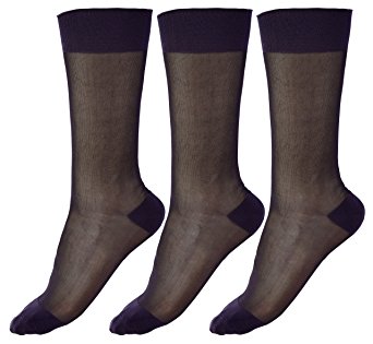 Mens Dress Socks Silk Sheer Trouser Sock Mid-Calf Cool For Summer 3 Packs