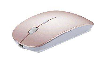 Mscrosmi 2.4G Slim Wireless Portable Mobile Mouse with USB Receiver, 3 Adjustable DPI Levels, 4 Buttons for Notebook, PC, Laptop, Computer, Macbook and More.(Rose Gold)