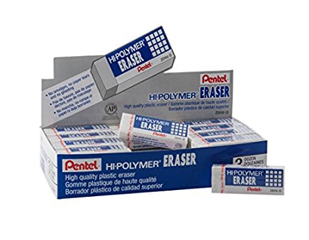 Pentel Hi-Polymer Block Eraser, Large White 36 pack (ZEH-10)