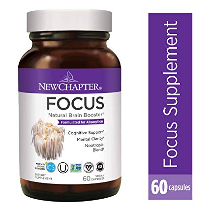 Focus Supplement, New Chapter Focus Supplement with Lion's Mane Mushroom for Brain Focus & Function   Gluten-Free, 60ct (1 Month Supply)