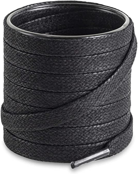 Shoemate Flat Waxed Cotton Shoe Laces for Boots & Dress Shoes with 4 Shoelace Tip Aglets