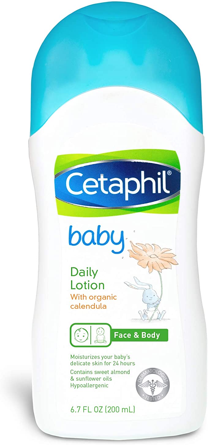 Cetaphil Baby Daily Lotion with Organic Calendula |Hypoallergenic| Sweet Almond & Sunflower Oils |6.7 Fl. Oz