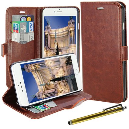 iPhone 6 Plus Case, LK [Stand Feature] iPhone 6 Plus Wallet Case, PU Leather Case Flip Cover   Screen Protector & Stylus for iPhone 6 Plus (Brown)