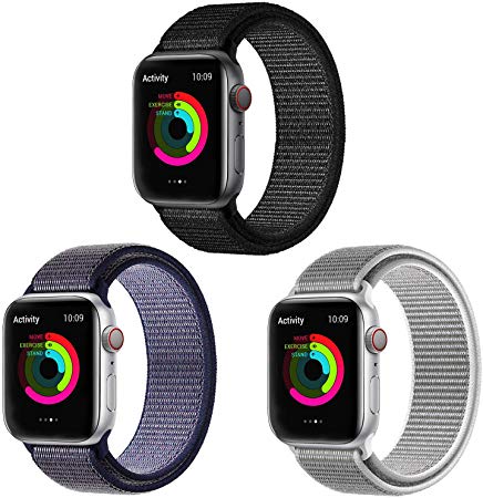 KONGAO Band Compatible for Apple Watch Band 38MM 40MM 42MM 44MM, Lightweight Breathable Soft Nylon Replacement Sport Strap Compatible with Apple Watch iwatch Series 5 4 3 2 1