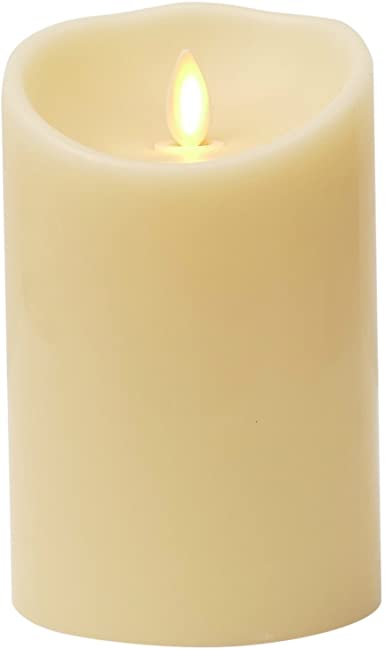 Remote Ready 3.5" x 5" VANILLA SCENTED Ivory Wax Flameless Moving Wick Candle with Timer, by Luminara