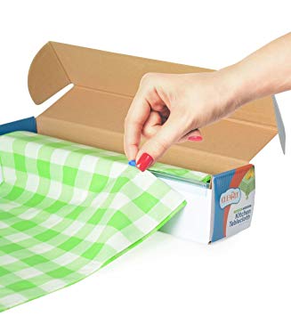 Green Gingham Picnic / Party Plastic Tablecloth Roll, Disposable Picnic colored Table cloth On a Roll With Self Cutter Box,Cut Tablecloth To Your Own Table Size,Indoor/Outdoor, By Clearly Elegant