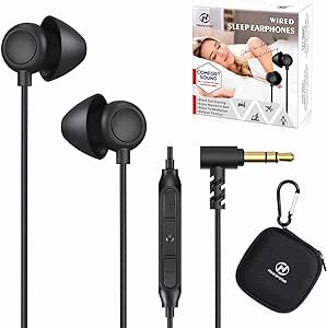 Sleep Earbuds, 2 Pairs Hearprotek Soft Comfortable in-Ear Earphones with mic-Low Profile Noise Reduction Headphones for Sleeping on Side, snoring, Yoga, Travel, Mediation & Relaxation