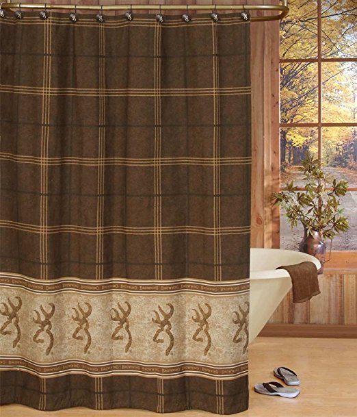 Buckmark Shower Curtain in Brown