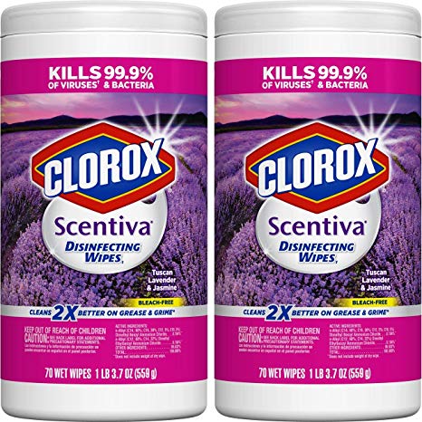 Clorox Scentiva Disinfecting Wipes Value Pack, Bleach Free Cleaning Wipes - Tuscan Lavender & Jasmine, 140Count