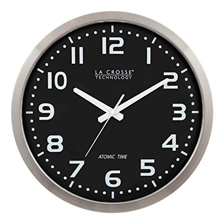 La Crosse Technology WT-3161BK 16-Inch Stainless Steel Atomic Clock